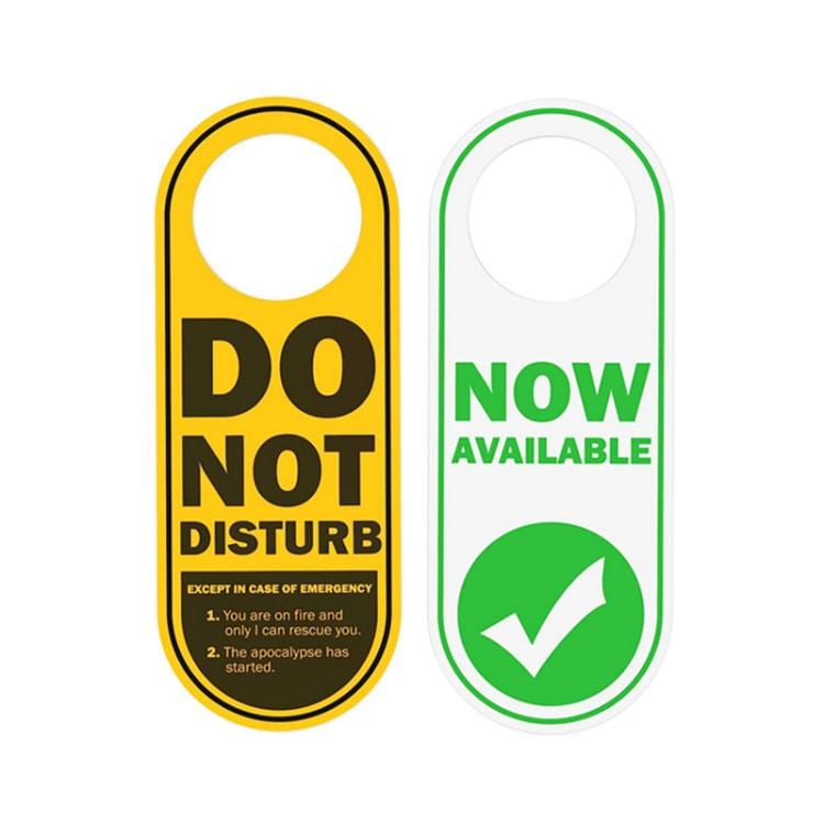 Dörrskylt med Do Not Disturb / Now Available / dubbelsidig rolig skylt i PVC / färgglad kontorsskylt
