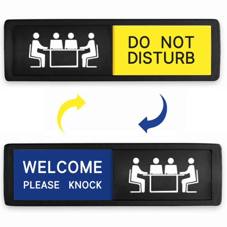 Skjutbar dörrstatusskylt Do Not Disturb/Welcome - Svart / Skjutbar dörrskylt för mötesrum