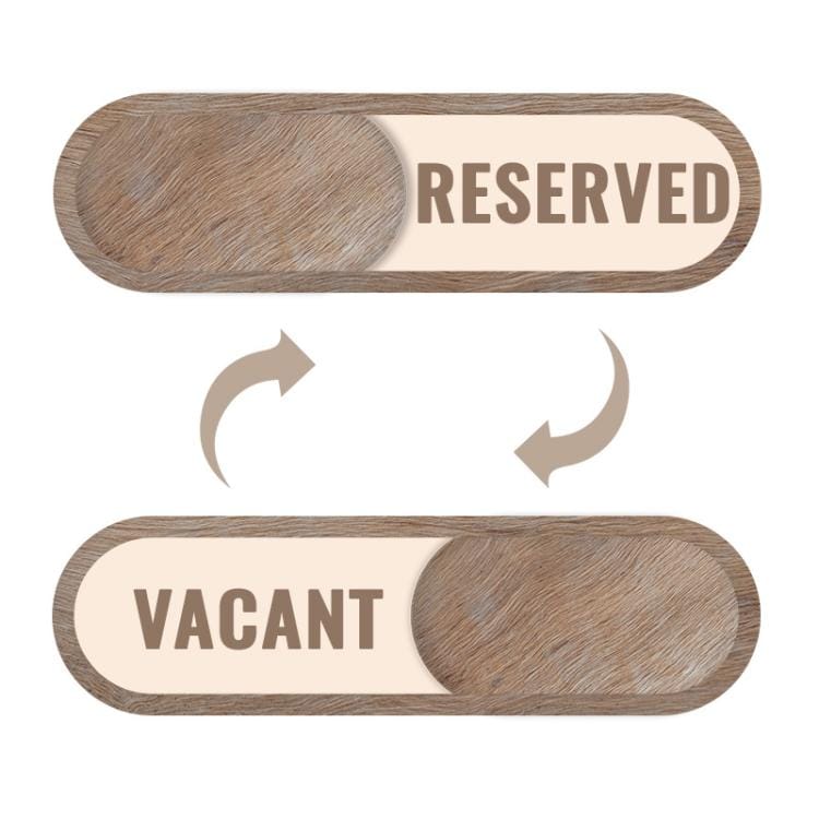 Självhäftande dörrstatusskylt Reserved/Vacant / Skjutbar dörrskylt för rum / Självhäftande rumsindikator