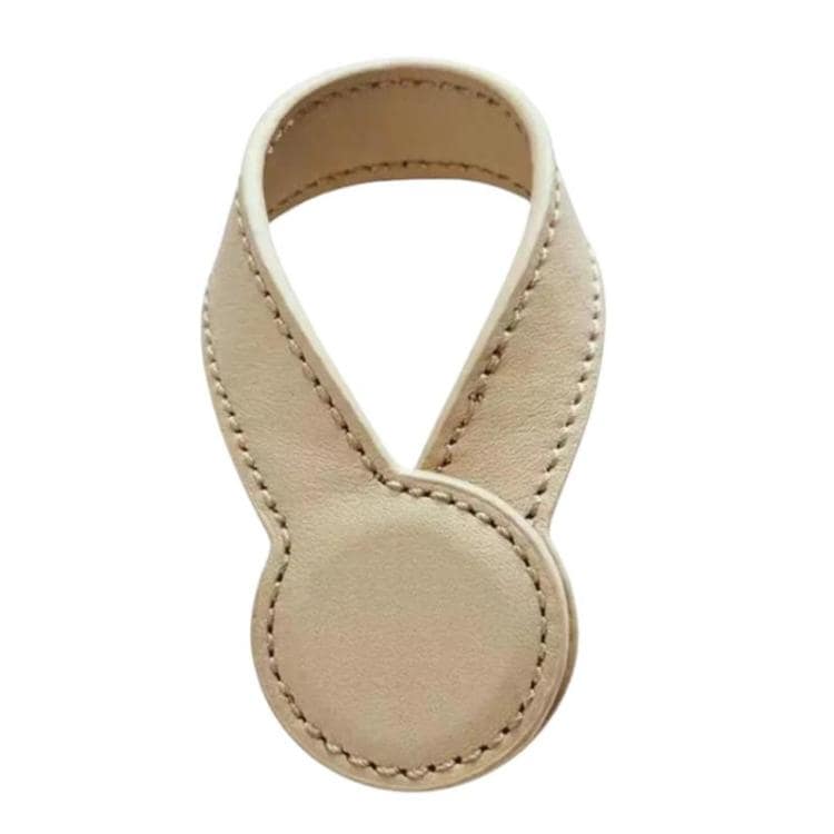 Magnetisk hattklämma i läder / beige hattclips till väska / hållare för hatt och keps / magnetclips
