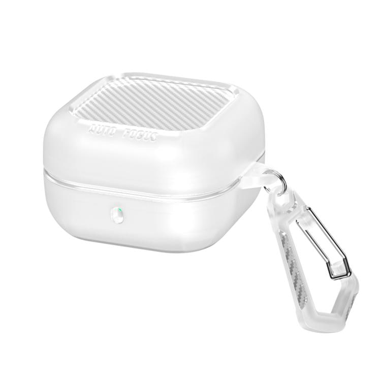 Fodral till Samsung Galaxy Buds4 / Buds4 Pro / transparent hörlursfodral med kolfiberstruktur / med karbinhake