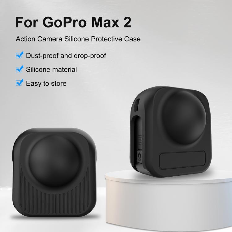 Silikonskydd till GoPro MAX2 / PULUZ linsskydd och kameraskydd / svart skydd för lins och kamerahus