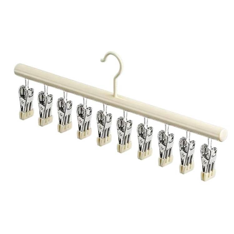 Galge med 10 klädnypor / vit klädgalge i rostfritt stål / halkfri torkgalge för sockor och småplagg