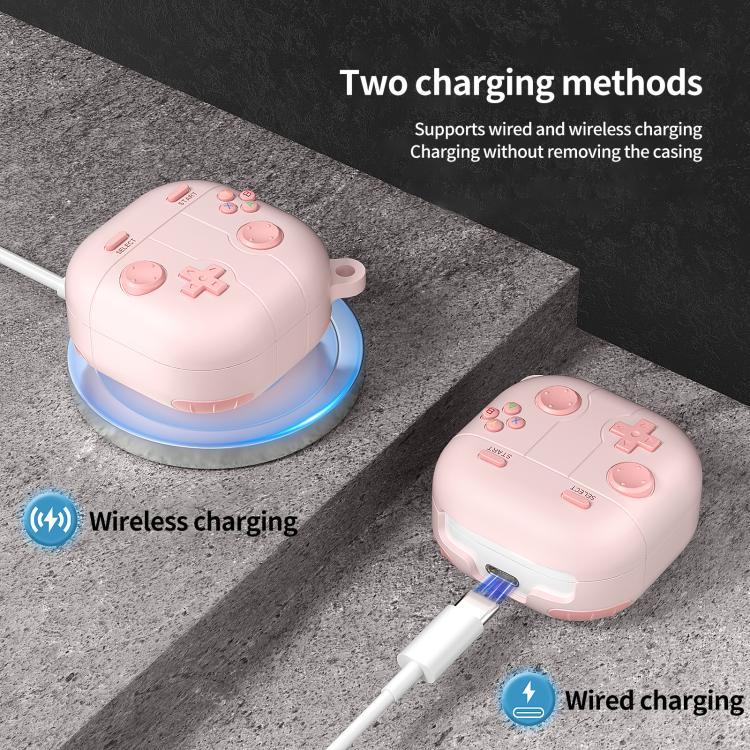 Silikonfodral i retrospel-stil för Samsung Galaxy Buds Live - Rosa