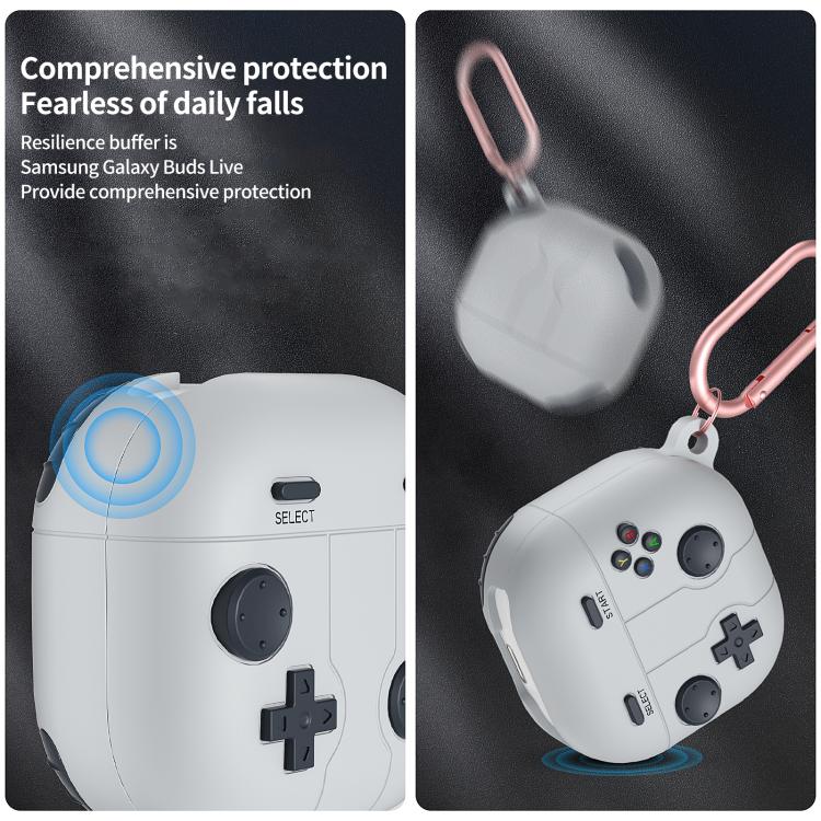 Silikonfodral i retrospel-stil för Samsung Galaxy Buds Core - Ljusgrå