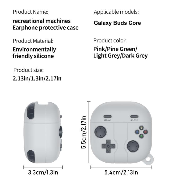 Silikonfodral i retrospel-stil för Samsung Galaxy Buds Core - Ljusgrå