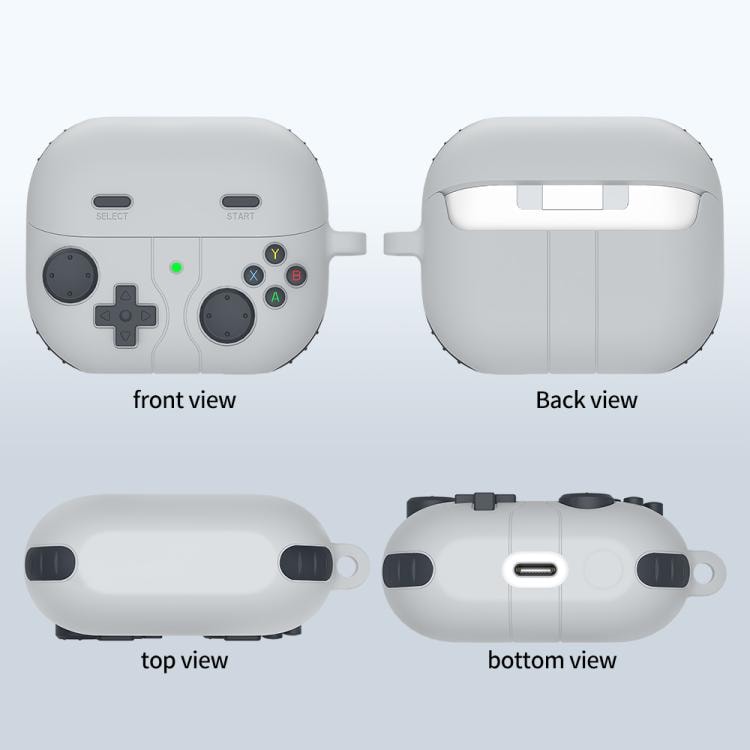 Silikonfodral i retrospel-stil för Samsung Galaxy Buds3 FE - Ljusgrå