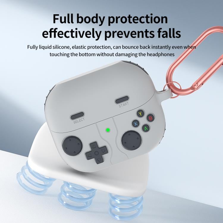Silikonfodral i retrospel-stil för Samsung Galaxy Buds3/Buds3 Pro - Ljusgrå