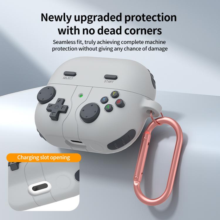 Silikonfodral i retrospel-stil för Samsung Galaxy Buds3/Buds3 Pro - Ljusgrå