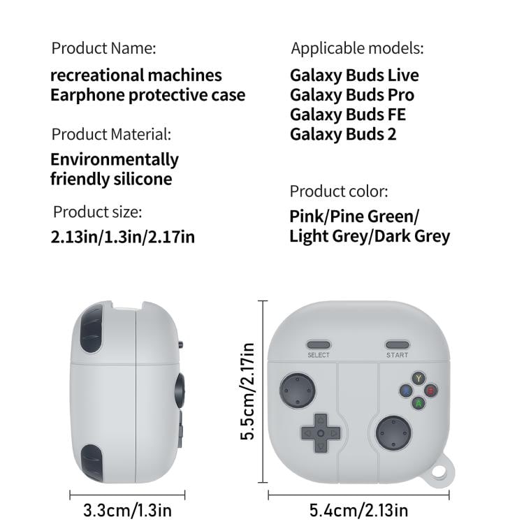 Silikonfodral i retrospel-stil för Samsung Galaxy Buds Live - Ljusgrå