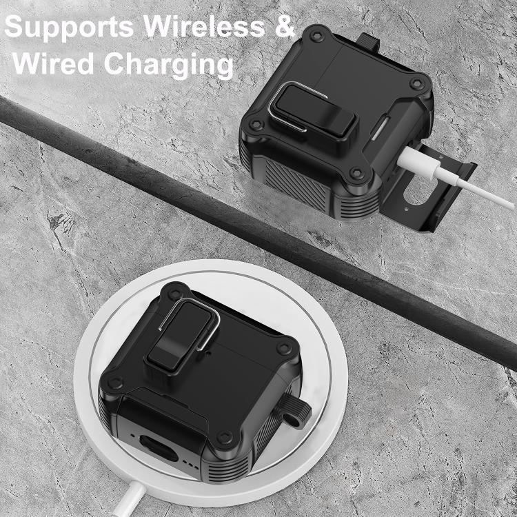 Magnetiskt hörlursfodral med lås för AirPods 4 - Svart/vit / skyddsfodral