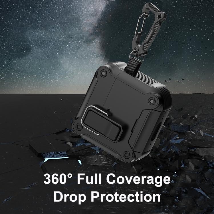 Magnetiskt hörlursfodral med lås för AirPods 4 - Svart/vit / skyddsfodral