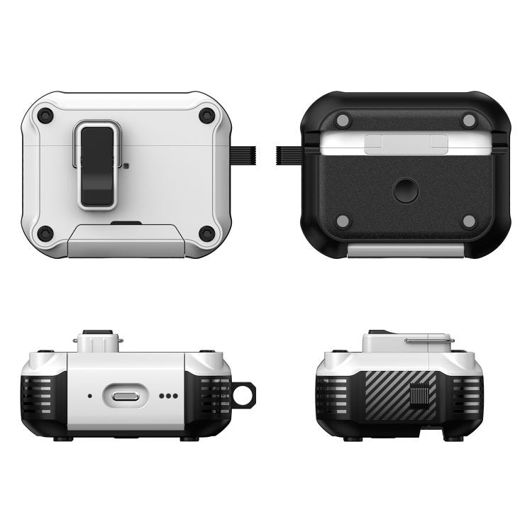 Magnetiskt hörlursfodral med lås för AirPods Pro 2 - Svart/vit / skyddsfodral
