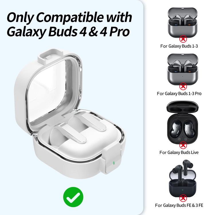 Hörlursfodral med snäpplås för Galaxy Buds4/Buds4 Pro - Vit
