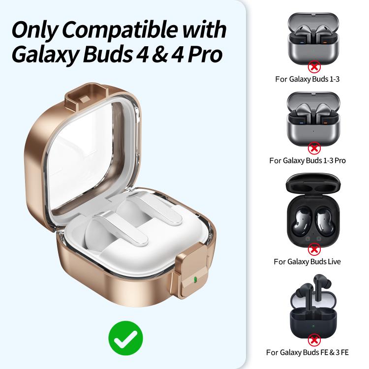 Hörlursfodral med snäpplås för Galaxy Buds4/Buds4 Pro - Roséguld
