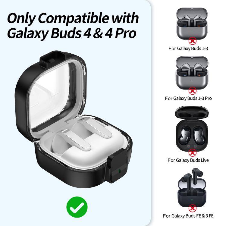 Hörlursfodral med snäpplås för Galaxy Buds4/Buds4 Pro - Svart