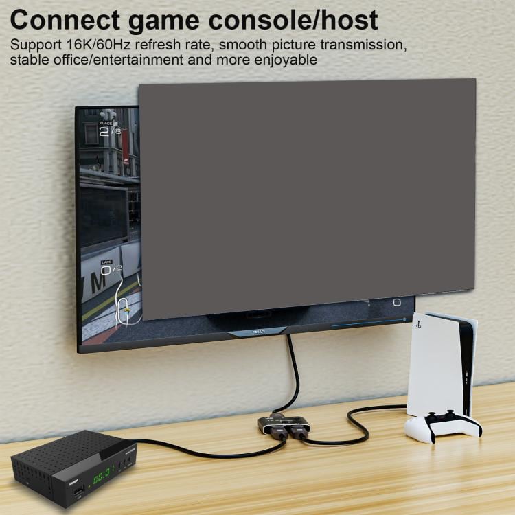 DisplayPorts-switch 16K / DisplayPort-switch 2 in 1 ut / DP-switch tvåvägs