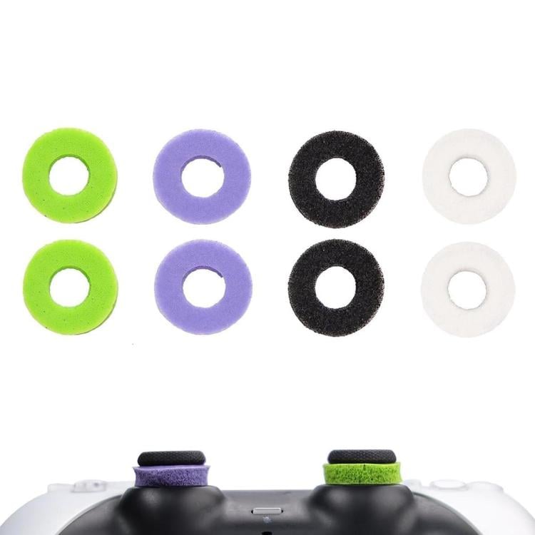 Precisionringar i mjuk silikon för PS4/PS5/Xbox/Switch 8-pack - Svart/lila/vit/grön