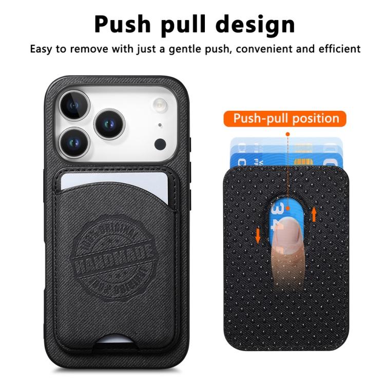 Magnetiskt mobilskal i konstläder med korthållare för iPhone 16 - Svart
