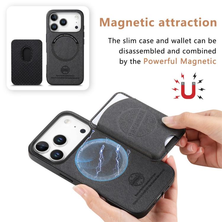 Magnetiskt mobilskal i konstläder med korthållare för iPhone 14 Plus - Svart