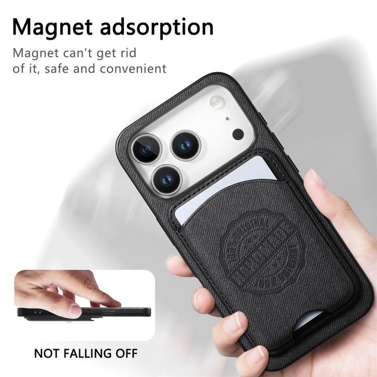 Magnetiskt mobilskal i konstläder med korthållare för iPhone 13 Pro Max - Svart