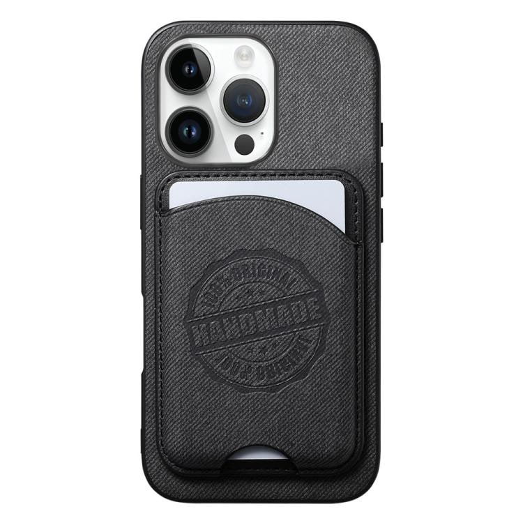 Magnetiskt mobilskal i konstläder med korthållare för iPhone 13 Pro Max - Svart