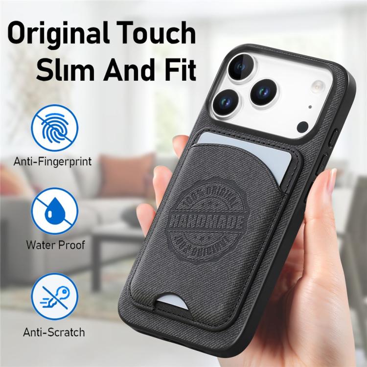 Magnetiskt mobilskal i konstläder med korthållare för iPhone 12 - Svart