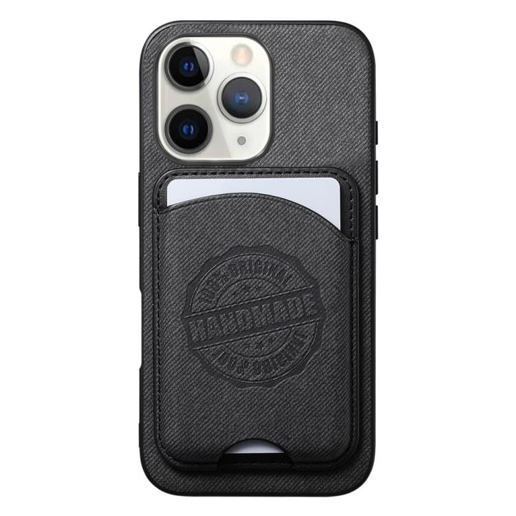 Magnetiskt mobilskal i konstläder med korthållare för iPhone 11 Pro Max - Svart