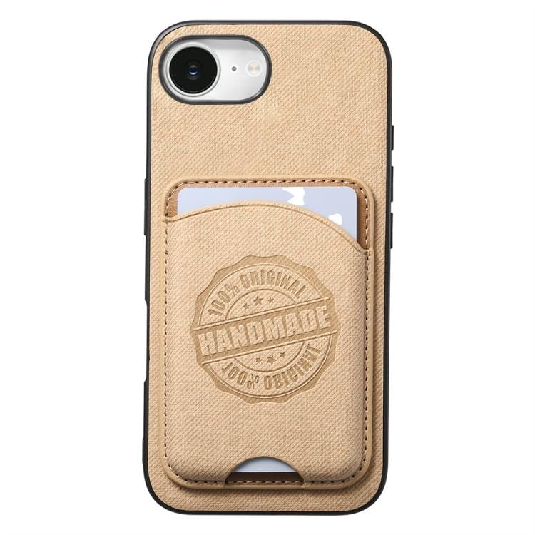 Magnetiskt mobilskal i konstläder med korthållare för iPhone 16e/17e - Khaki