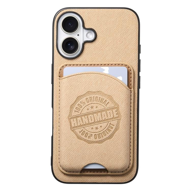 Magnetiskt mobilskal i konstläder med korthållare för iPhone 17 - Khaki