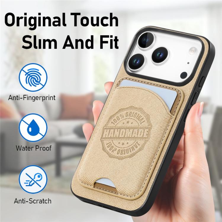 Magnetiskt mobilskal i konstläder med korthållare för iPhone 13 Pro Max - Khaki