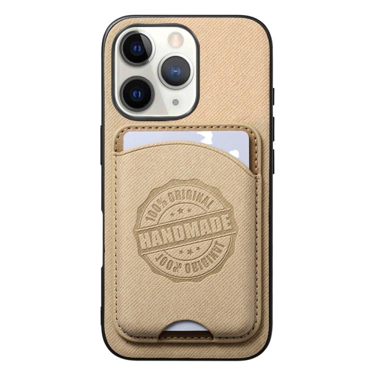 Magnetiskt mobilskal i konstläder med korthållare för iPhone 11 Pro Max - Khaki