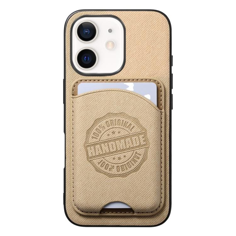 Magnetiskt mobilskal i konstläder med korthållare för iPhone 11 - Khaki