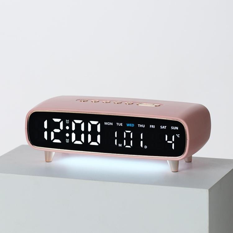 LED-väckarklocka med nattlampa och USB - Rosa / Digital alarmklocka med nattljus och USB