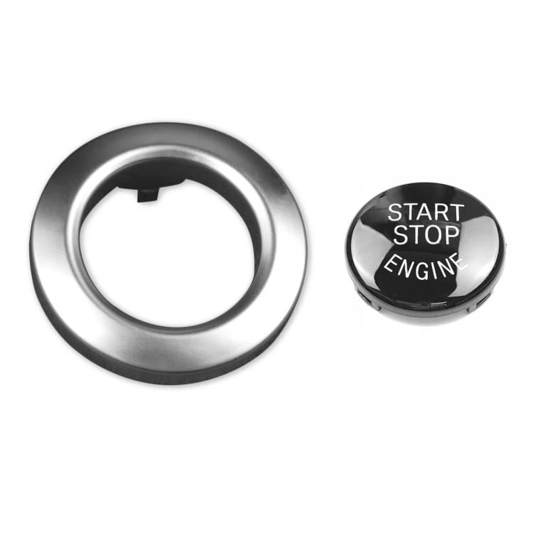 Startknappsskydd för BMW E90/E91/E92/E60, 2-pack - Silver / Dekorkåpa till startknapp