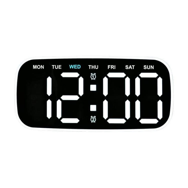 Digital vägg- och bordsklocka med vitt LED-ljus - Svart / Tyst digital klocka med temperaturvisning