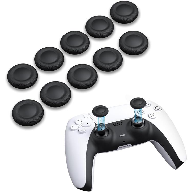 Joystickgrepp för PS5/PS4 10-pack - Svart / Ersättningshattar till analogspakar