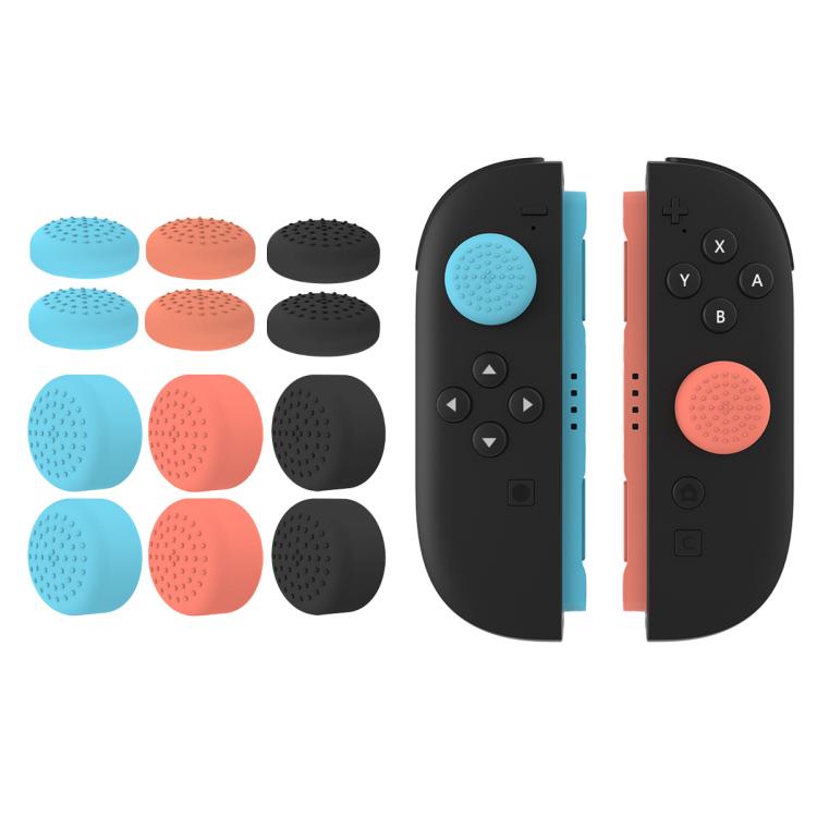 Tumgrepp i silikon för Nintendo Switch 2 12-pack - Orange/Blå/Svart / Antislip-tumgrepp