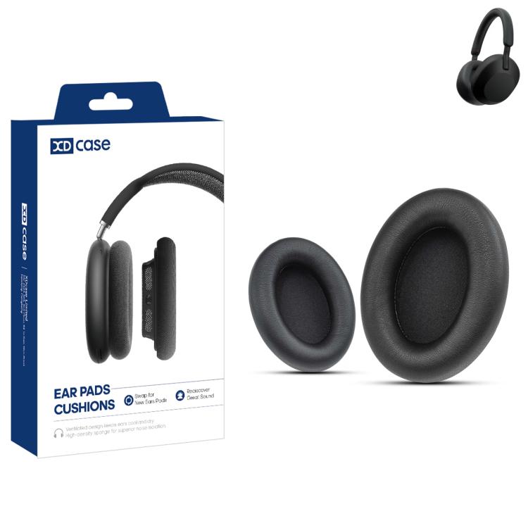 Öronkuddar i konstläder för Sony WH-1000XM5 - Svart / Ersättningskuddar till Sony WH-1000XM5