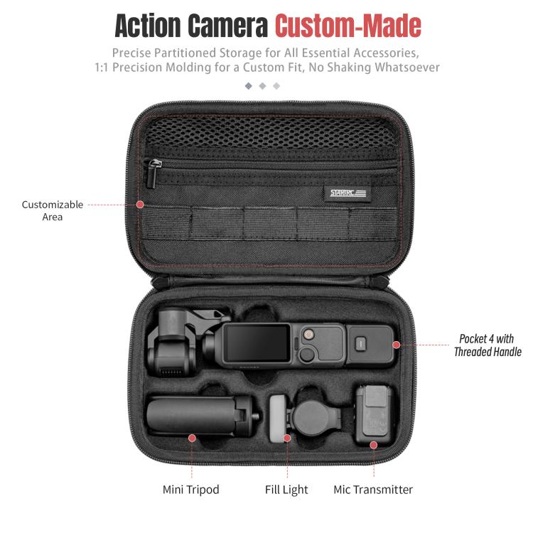 Förvaringsväska för DJI Osmo Pocket 4 - Svart / formskuren kameraväska för Creator Combo