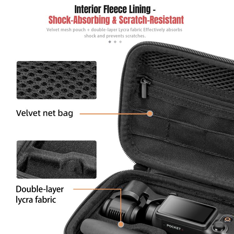 Förvaringsväska för DJI Osmo Pocket 4 - Svart / formskuren kameraväska för Creator Combo