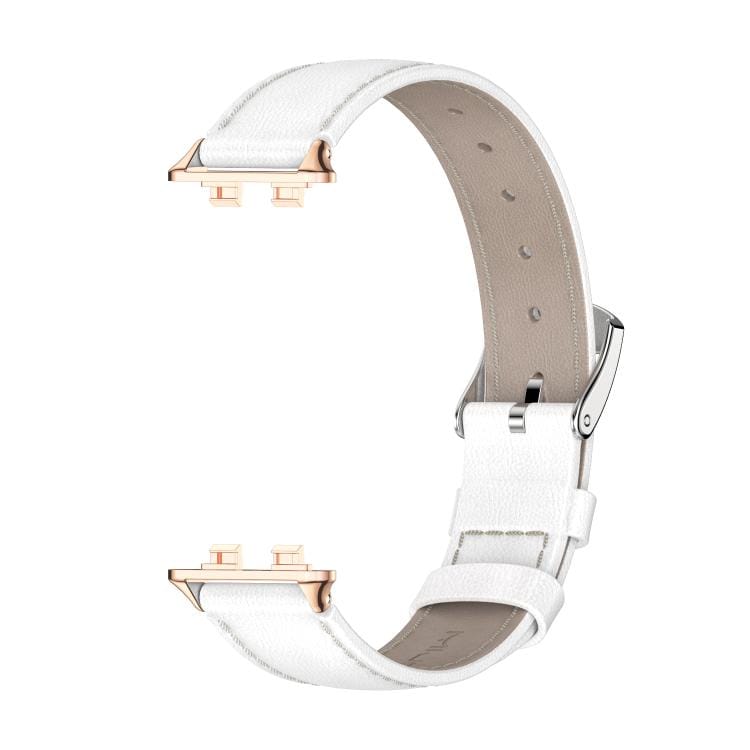 Lærarmbånd til Huawei Band 11/11 Pro – Hvit/rosagull / lærrem til aktivitetsarmbånd