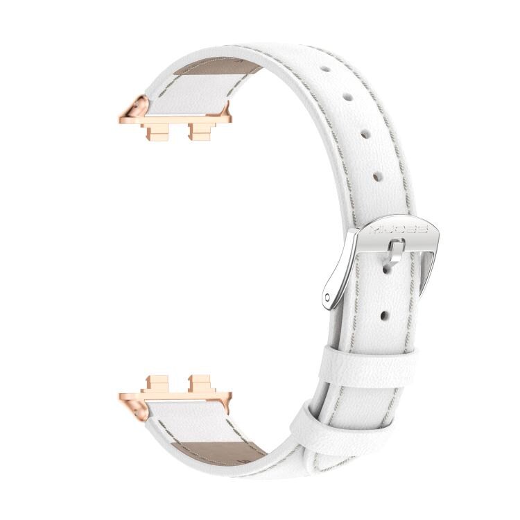 Lærarmbånd til Huawei Band 11/11 Pro – Hvit/rosagull / lærrem til aktivitetsarmbånd