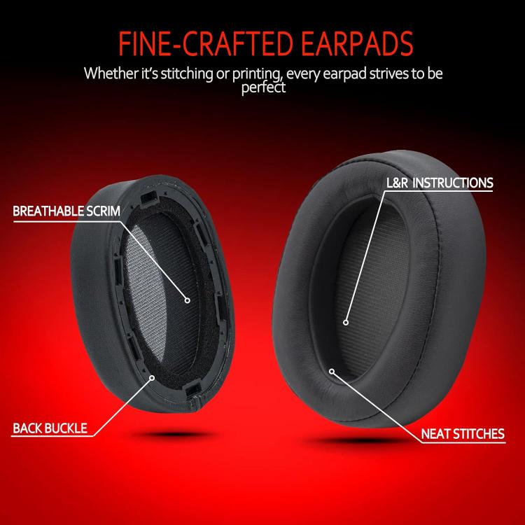 Öronkuddar i konstläder för Sony MDR-100ABN/WH-H900N - svart / ersättningskuddar