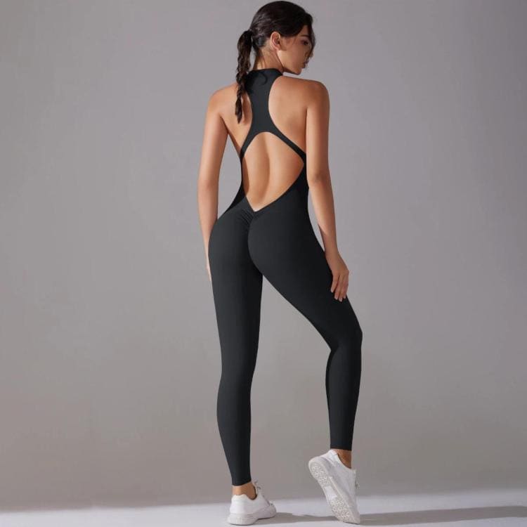 Yoga Bodysuit Strl XL - Svart / rygglös träningsdräkt för yoga