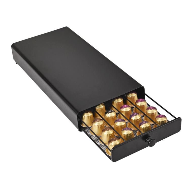 Kapselhållare för 40 st Nespresso-kaffekapslar - svart / Nespresso-kapselhållare med låda