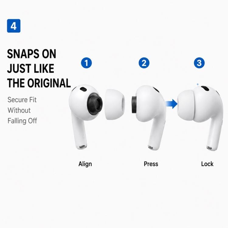 Öronproppar i silikon för AirPods Pro 3 5 par L/M/S/XS/XXS - Vit / ersättningsproppar