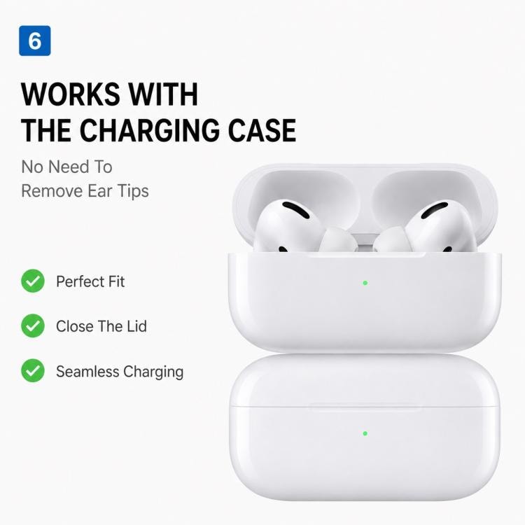 Öronproppar i silikonför AirPods Pro 3 5 par L/M/S/XS/XXS - Svart / ersättningsproppar