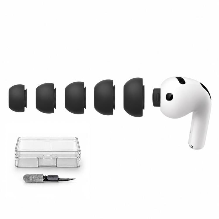 Öronproppar i silikonför AirPods Pro 3 5 par L/M/S/XS/XXS - Svart / ersättningsproppar