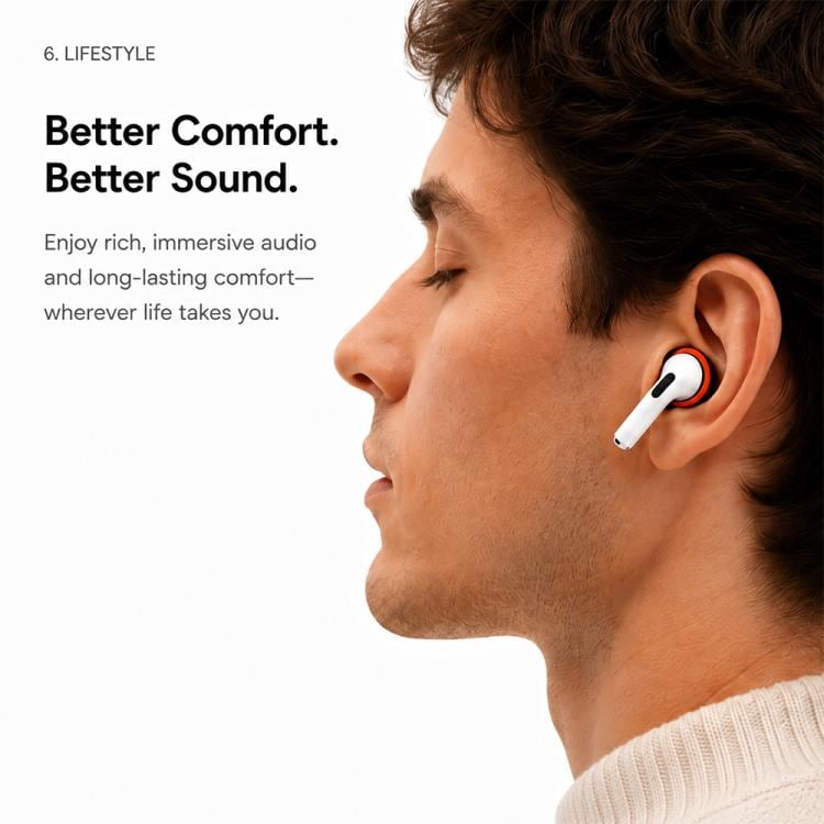 Öronproppar i skum för AirPods Pro 1/2 4 par L/M/S/XS - Svart/orange / ersättningsproppar